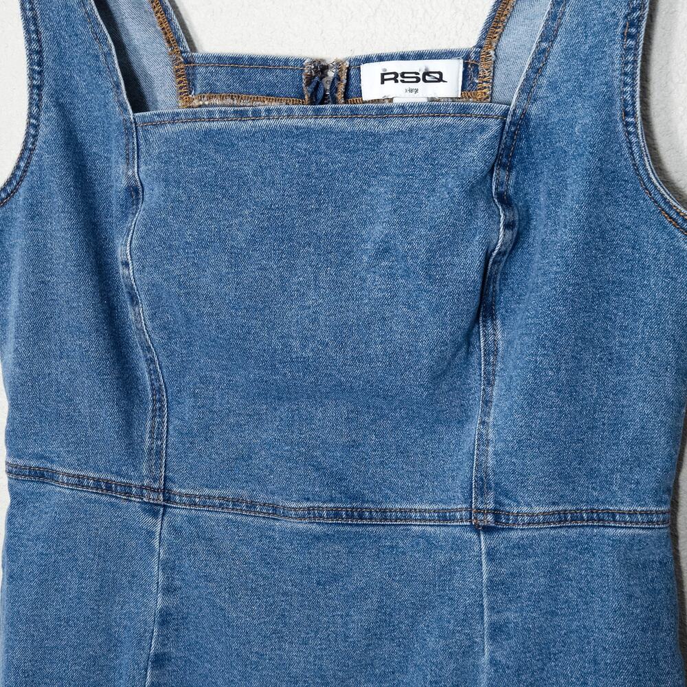 RSQ Denim Romper Size XL Blue Western Americana Cowgirl Workwear - Picture 3 of 8